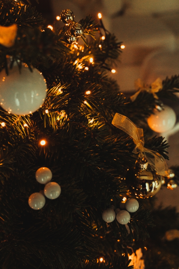 Kerstboom versierd met lichtjes